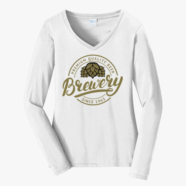 Ladies Long Sleeve Fan Favorite V Neck Tee Thumbnail